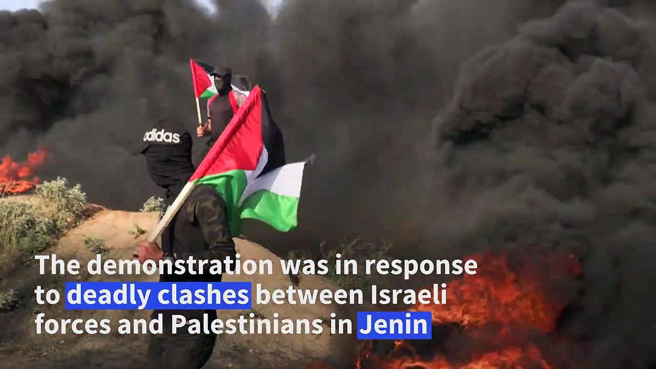 Gazans burn tyres near Israeli border after raid on Jenin