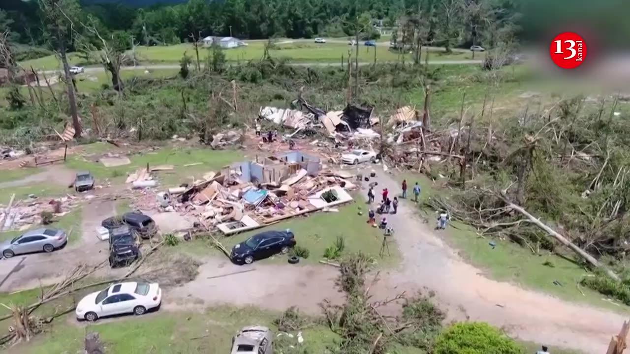 Drone footage shows Mississippi tornado aftermath