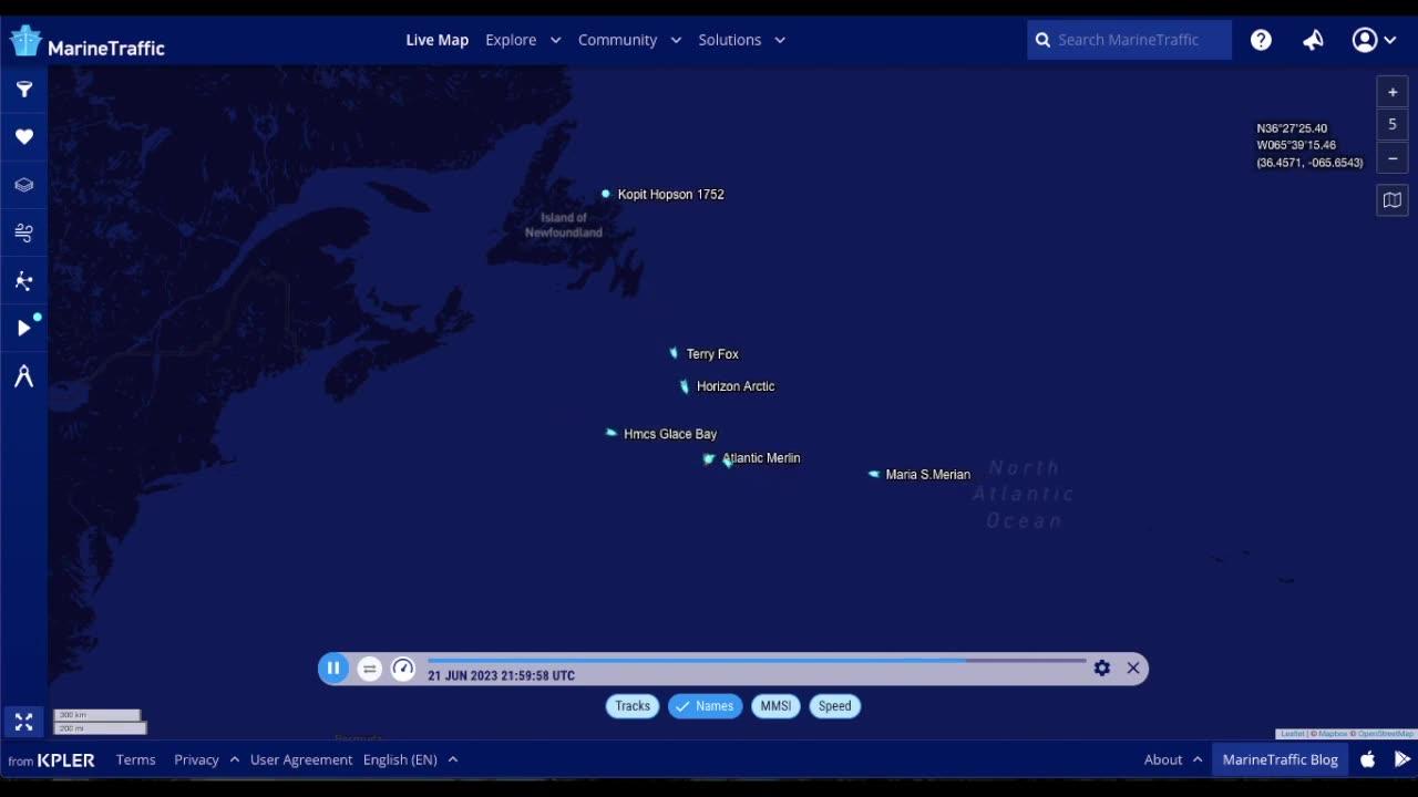 Tracker shows dispatched vessels working together in search of Titanic sub