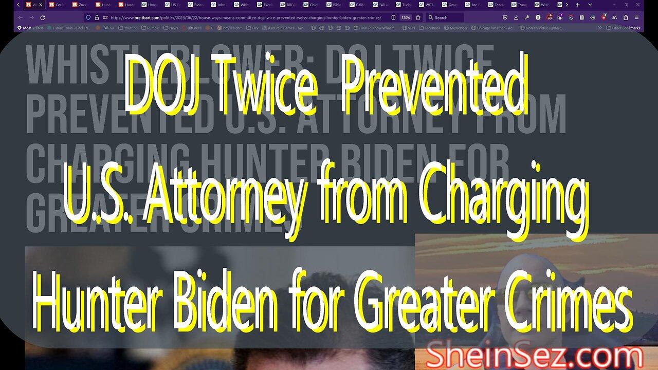 DOJ Twice Prevented U.S. Attorney from Charging Hunter Biden for Greater Crimes -SheinSez 208