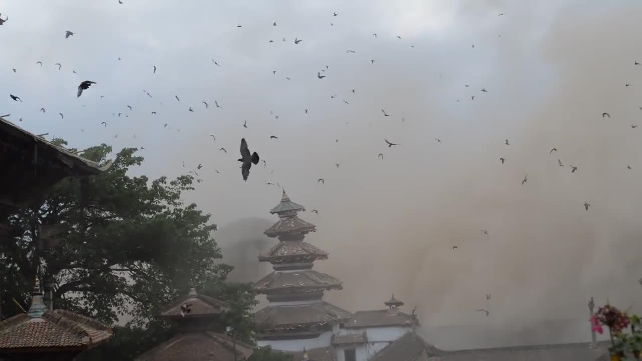 Strong Earthquake Shocking on Durbar Square, Kathmandu, Nepal