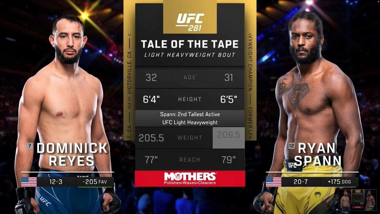 UFC 281: Dominick Reyes vs. Ryan Spann (Highlights) 1080p