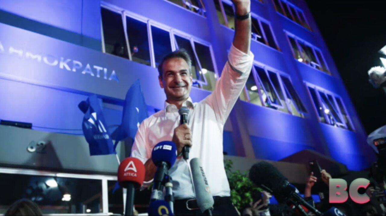 Greece’s conservatives win election majority to secure second term