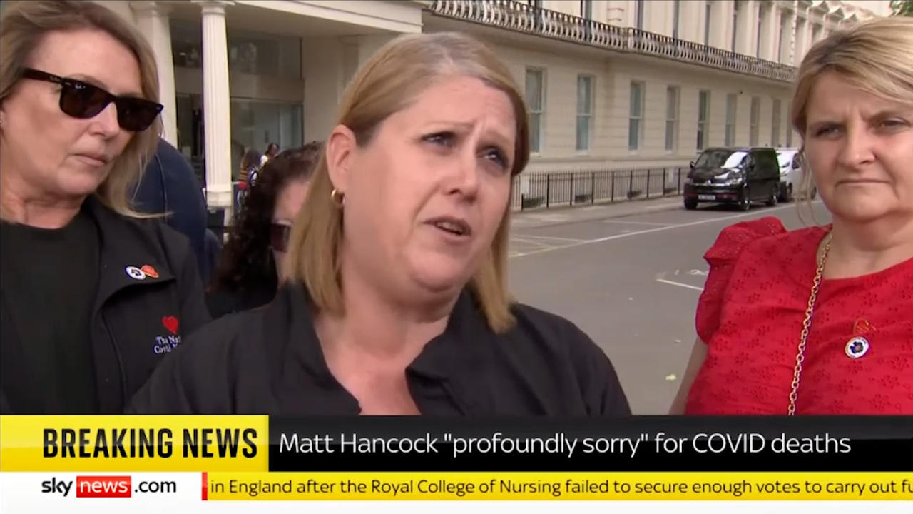 Angry sister of COVID victim turns back on contrite Matt Hancock: 'Don't think about it!'