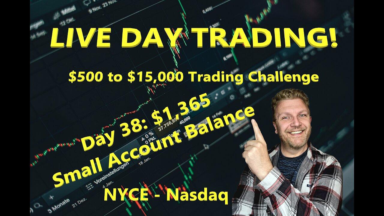 LIVE DAY TRADING | $500 Small Account Challenge Day 38 ($1,365) | S&P 500, NASDAQ, NYSE |