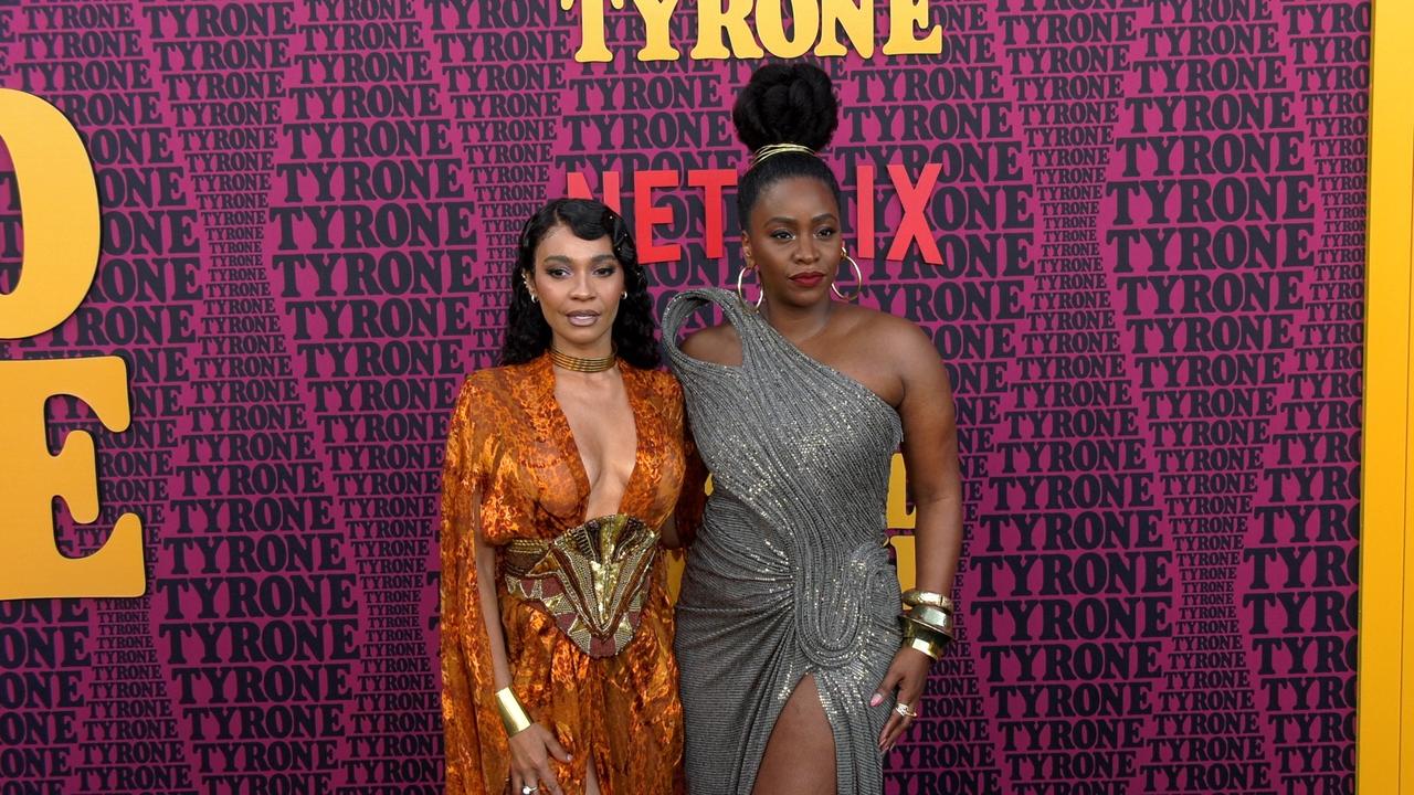Megan Sousa and Teyonah Parris attend Netflix's 'They Cloned Tyrone' premiere in Los Angeles