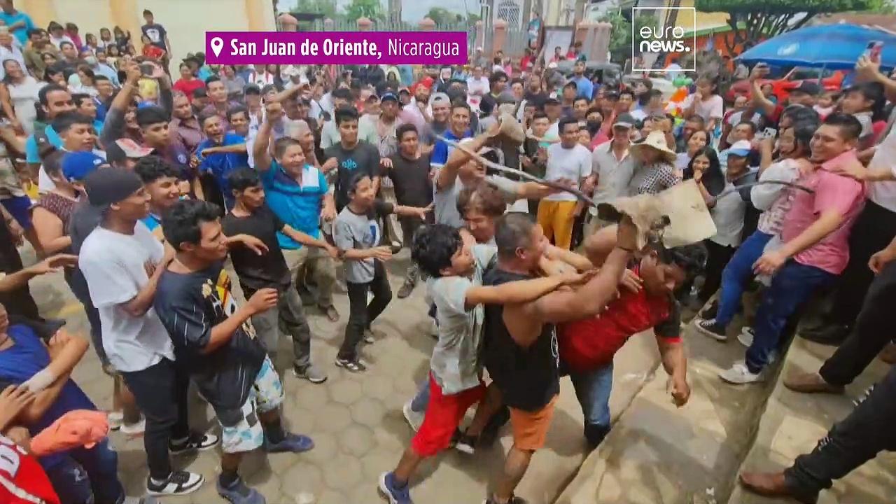 Watch: Nicaraguans whip each other with bull penises in brutal religious tradition
