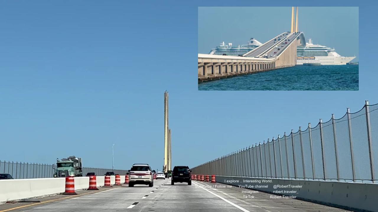 Driving over  The Sunshine Skyway Bridge 2023