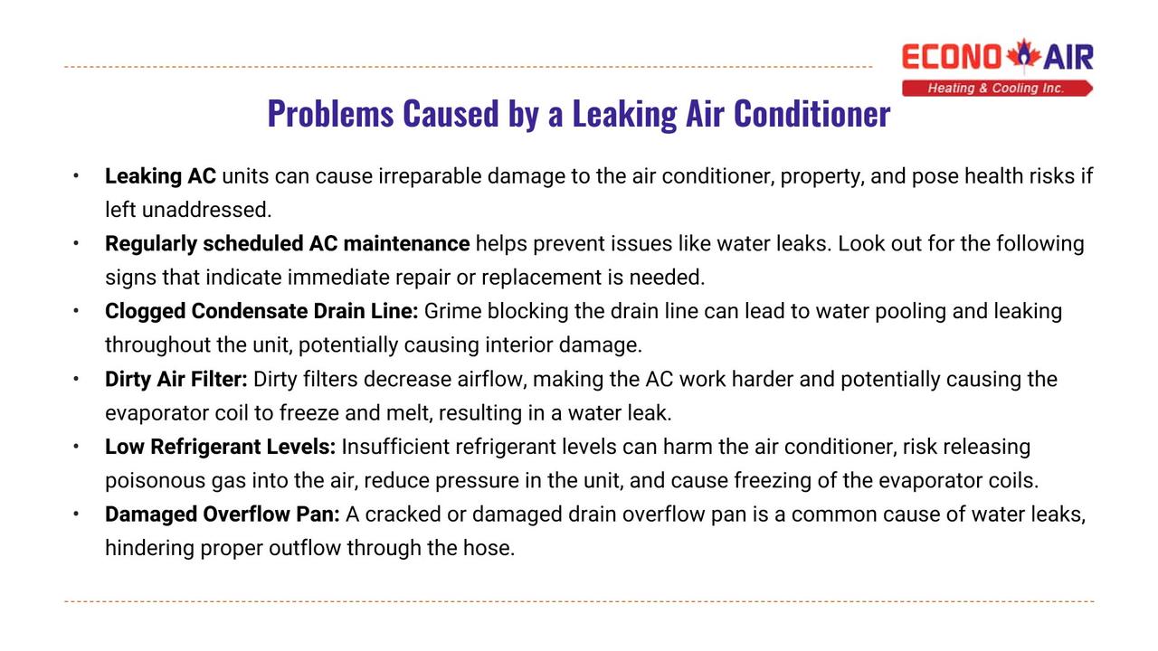 Common Reasons Why Your Air Conditioner is Leaking Water