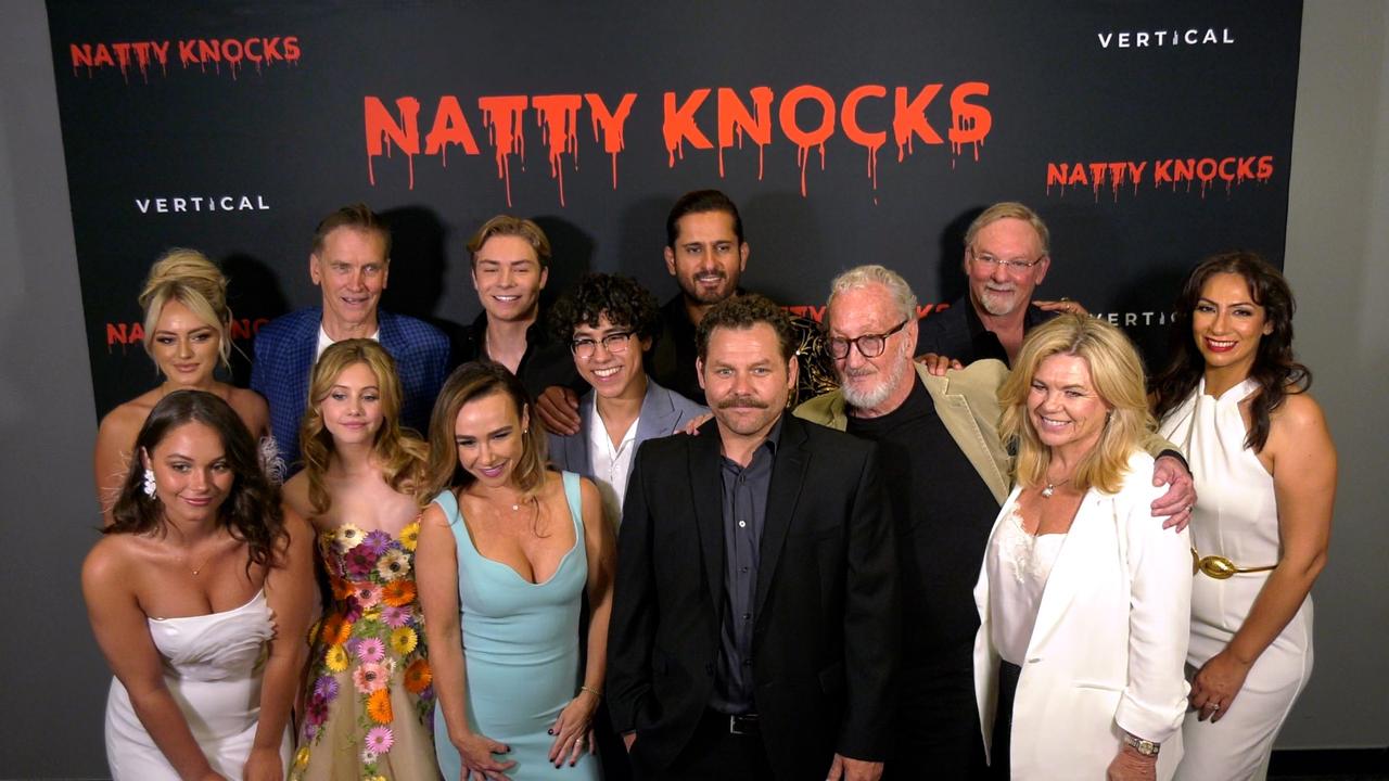 Cast of 'Natty Knocks' pose together at their premiere in Los Angeles Robert Englund, Bill Moseley, Danielle Harris
