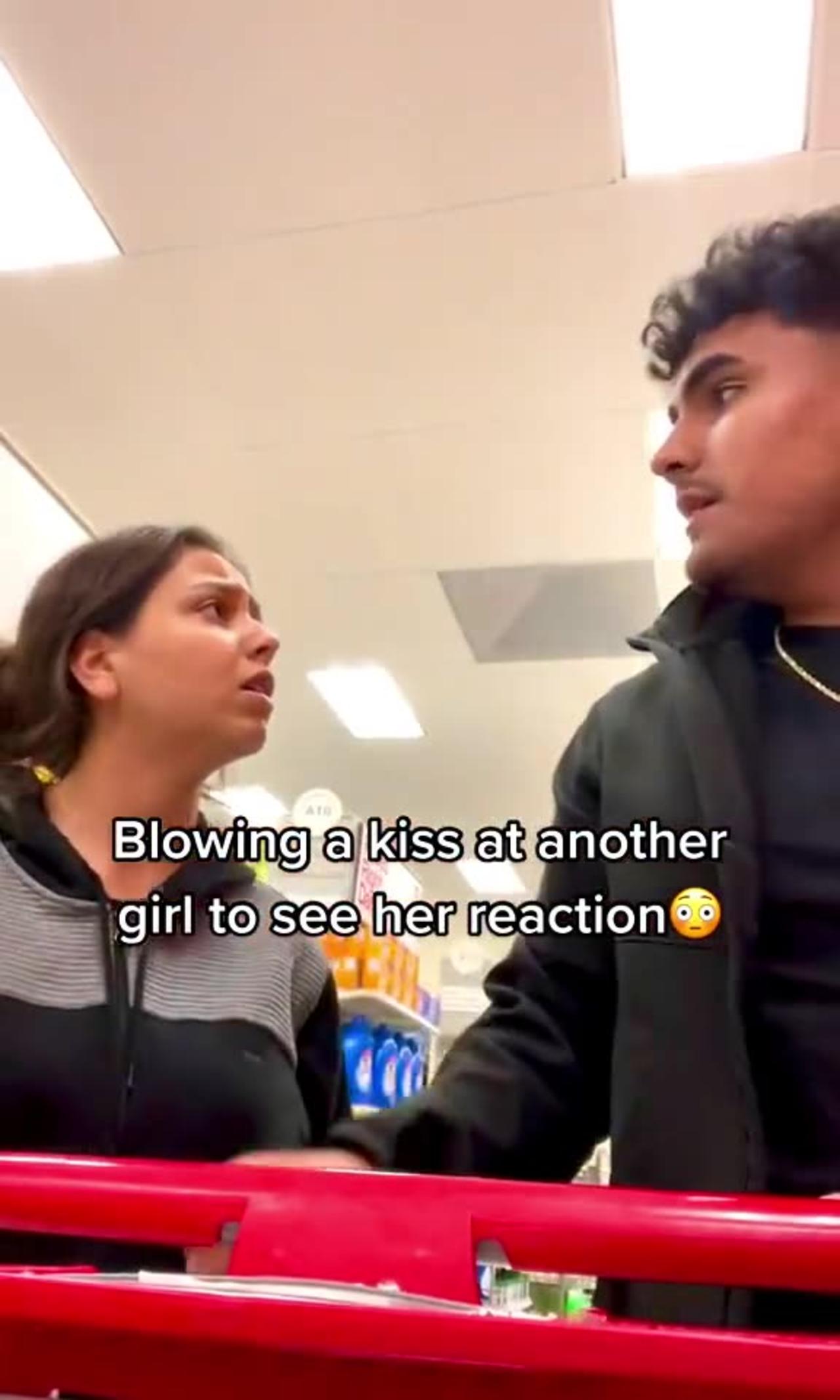 Blowing a kiss at another girl prank One News Page VIDEO