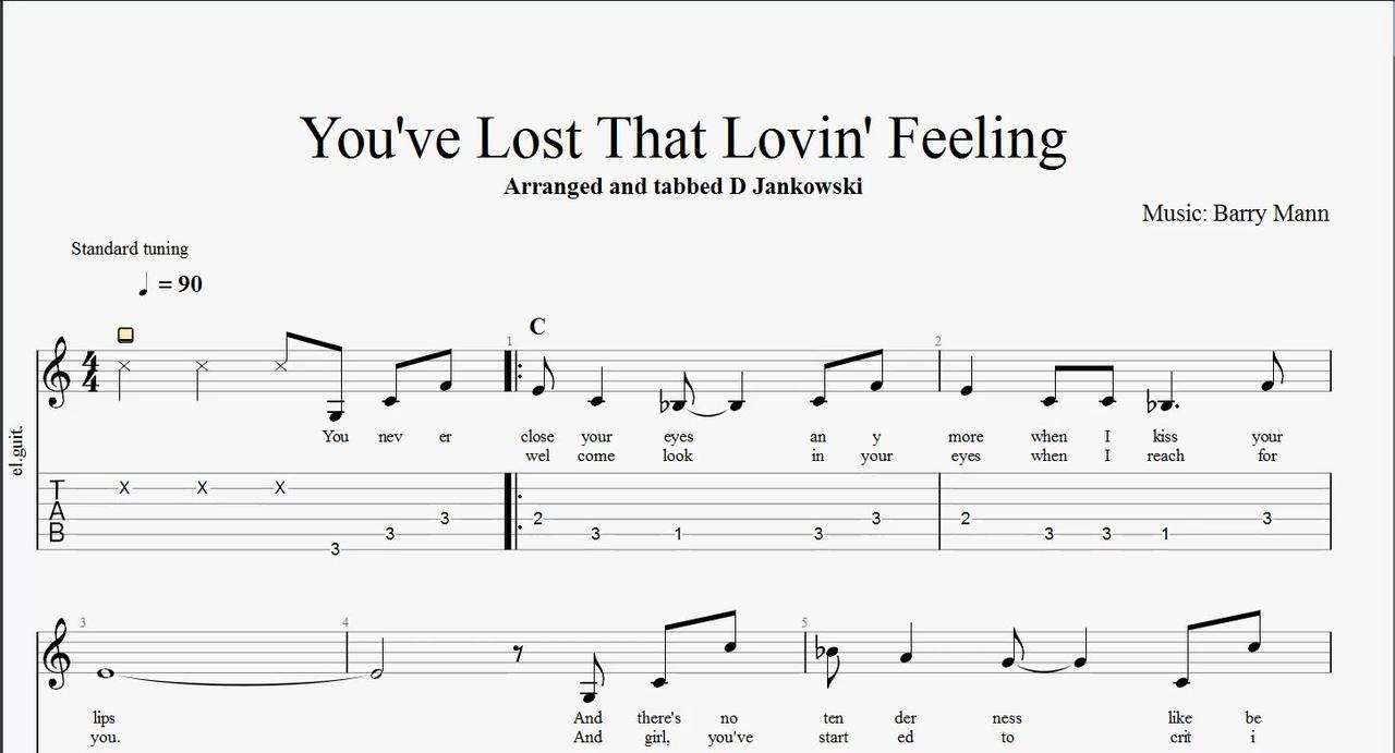 Guitar tabs for You've Lost That Loving Feeling
