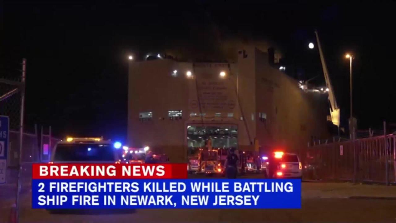 2 firefighters killed while battling cargo ship fire at Port Newark