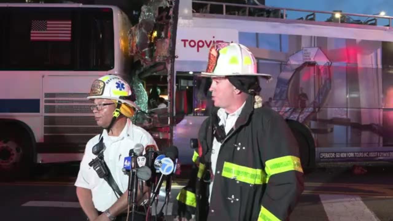 More than 80 injured after tourist bus collides with city bus in Manhattan