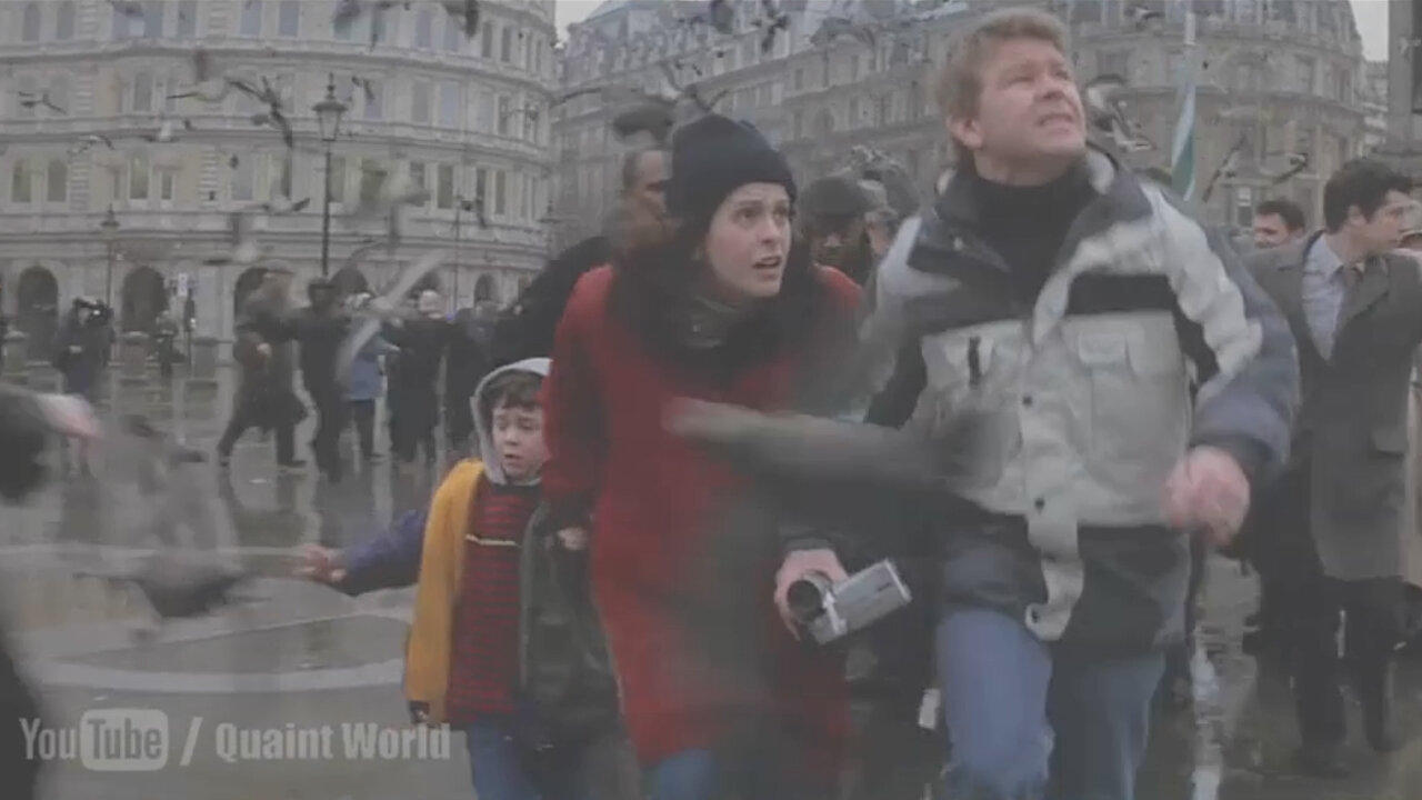 Pigeon attack on Trafalgar Square (London) | The Core (2003) Movie Scene