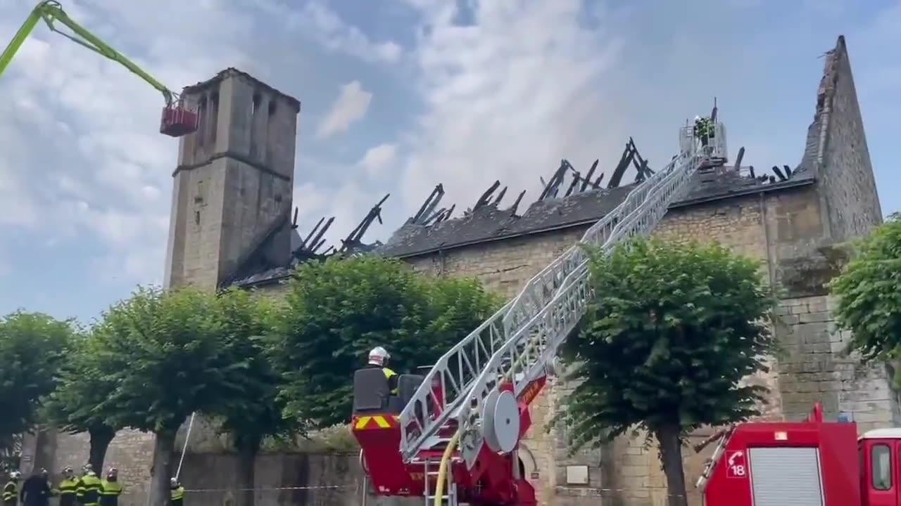 Yet another French church "caught fire" today.