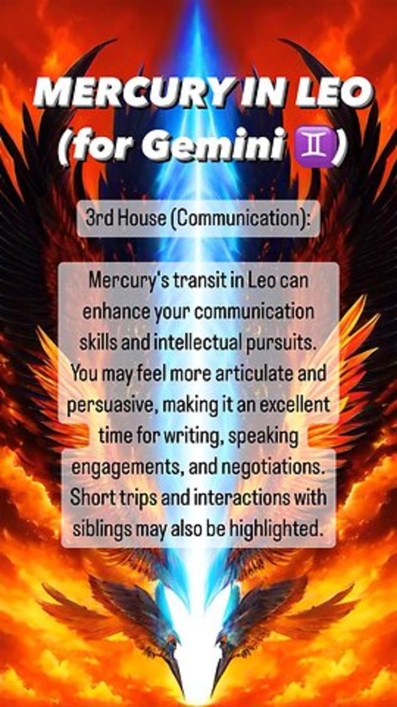 MERCURY in LEO for GEMINI ♊️ (3rd house) #taurus #communication #astrology #tarotary