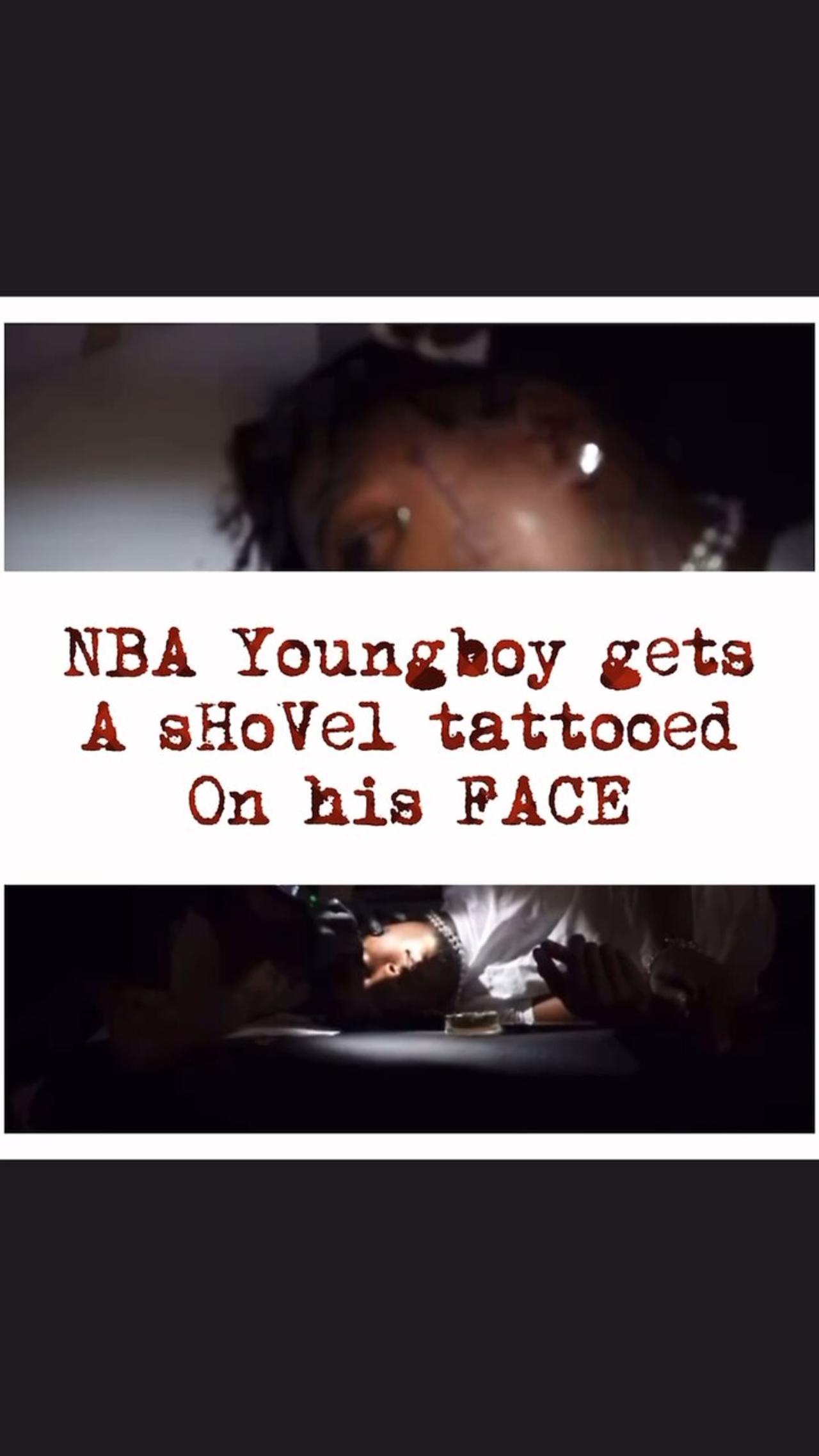 The Gravedigger Himself NBA Youngboy Gets A Shovel Tattooed On His Face