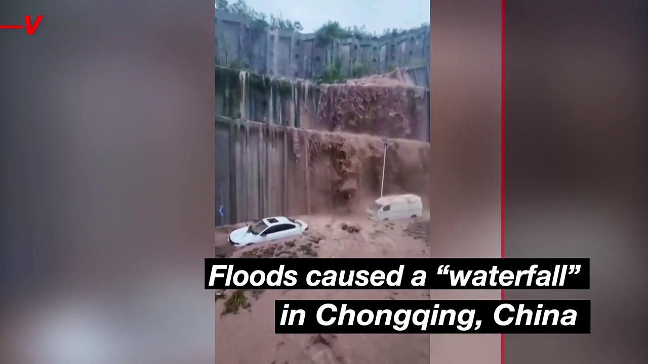 Heavy Rain and Floods in China Cause Life-Threatening ‘Waterfall’