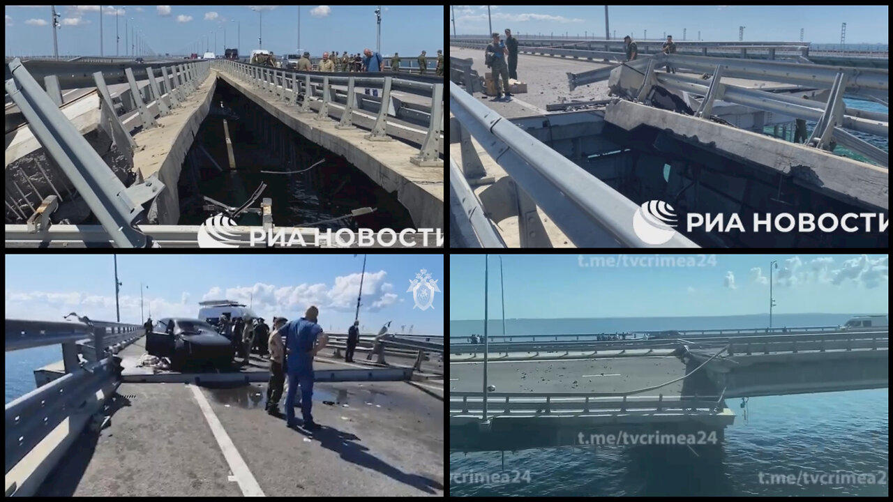 Ukrainian attack on Russian Crimean Bridge or Kerch Strait Bridge