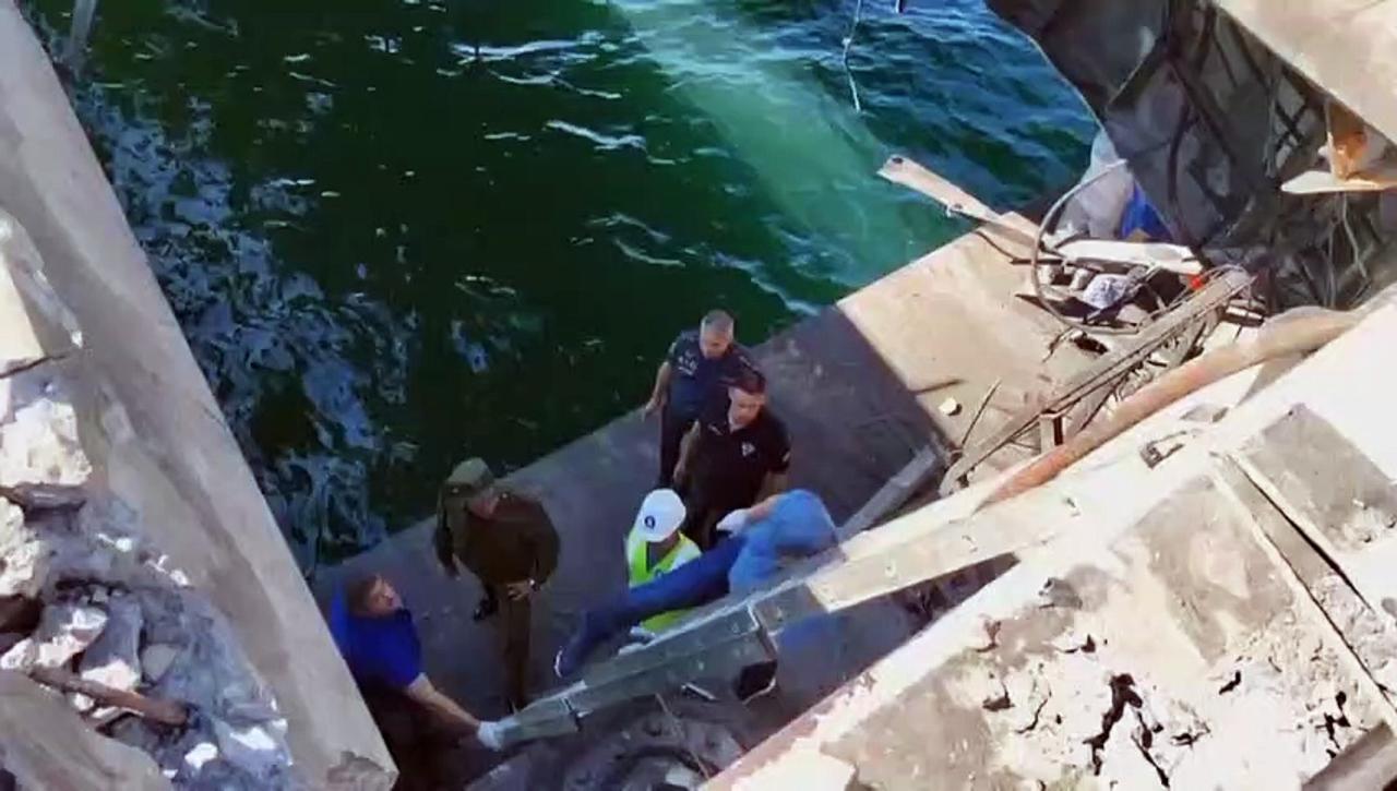 Russian Deputy Prime Minister Marat Khusnullin inspects Crimea bridge damage