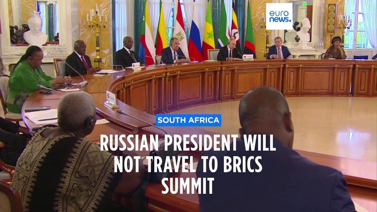 Russia announces President Vladimir Putin will not attend a BRICS nations summit in South Africa