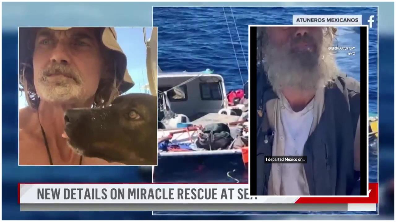 Watch the moment an Australian sailor & his dog were rescued at sea