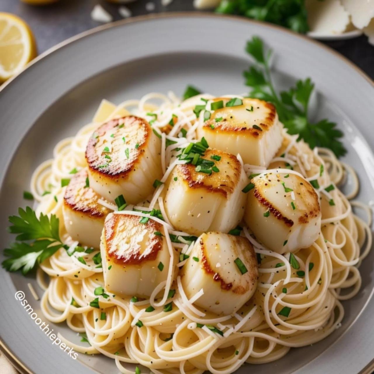 Heavenly Seaside Medley: Scrumptious Buttered Scallops with Angel Hair Pasta