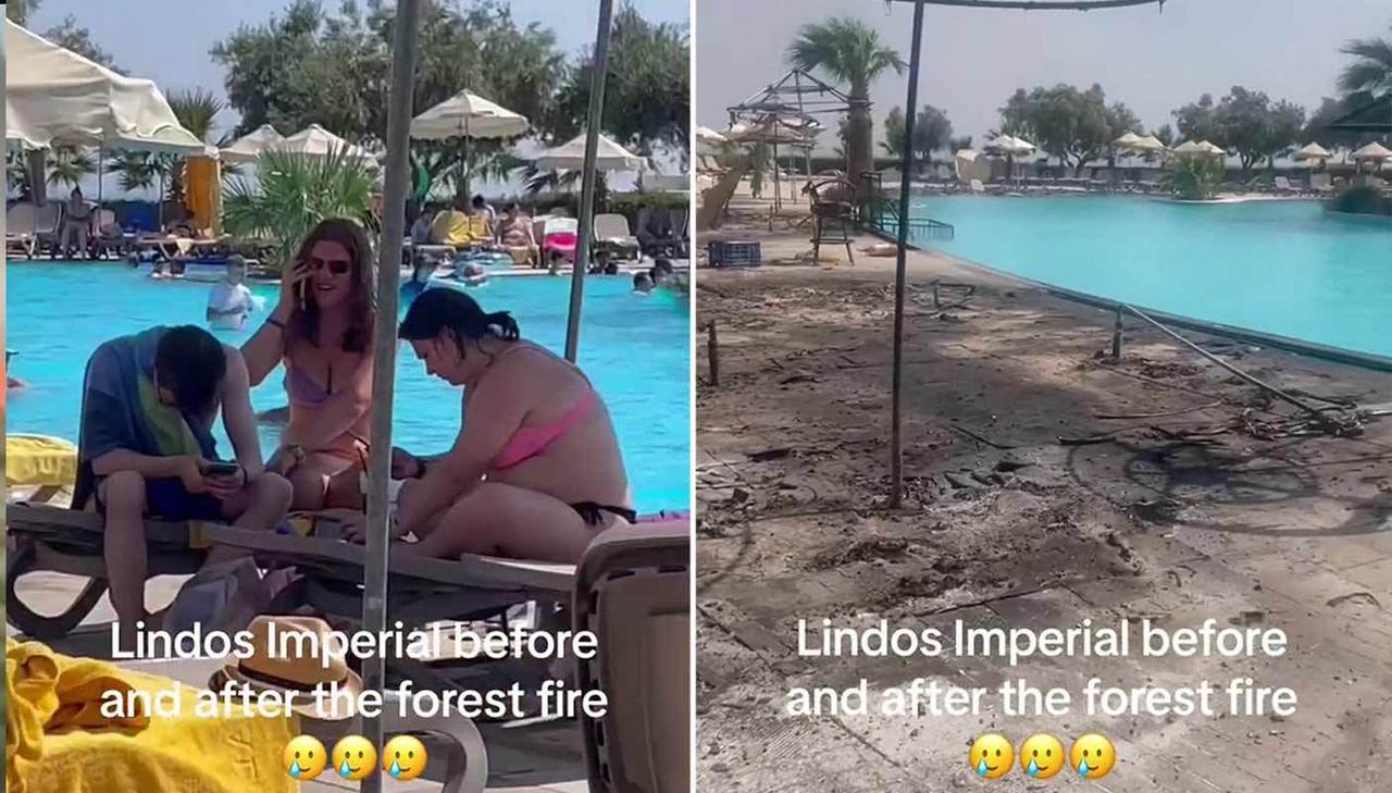 Rhodes fires: Before-and-after hotel video shows devastation of wildfires