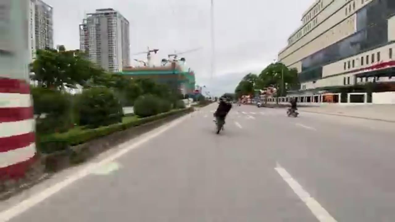 1 young man riding a motorbike is very risky