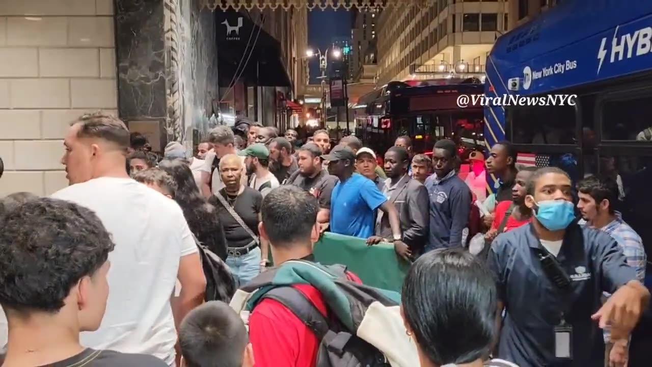 Here's What It Looks Like at NYC's Roosevelt Hotel as Hundreds of Illegal Aliens Line Up for Rooms