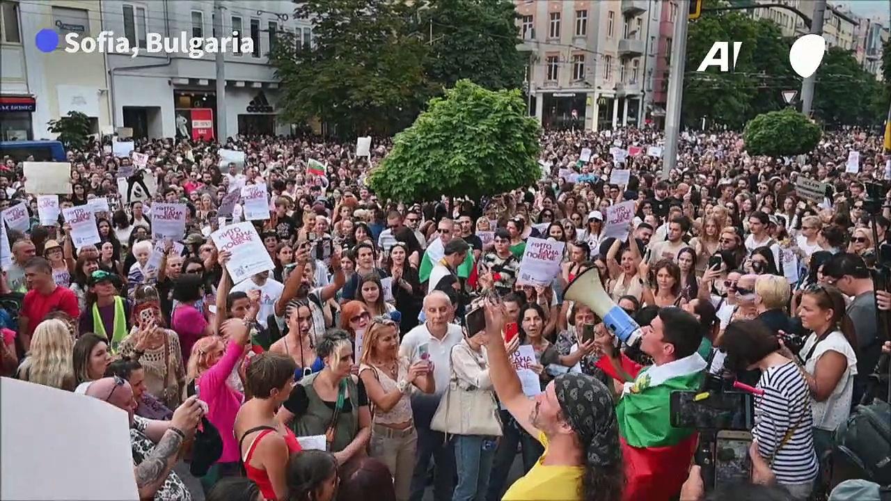 Thousands gather in Sofia to protest violence against women after harrowing case