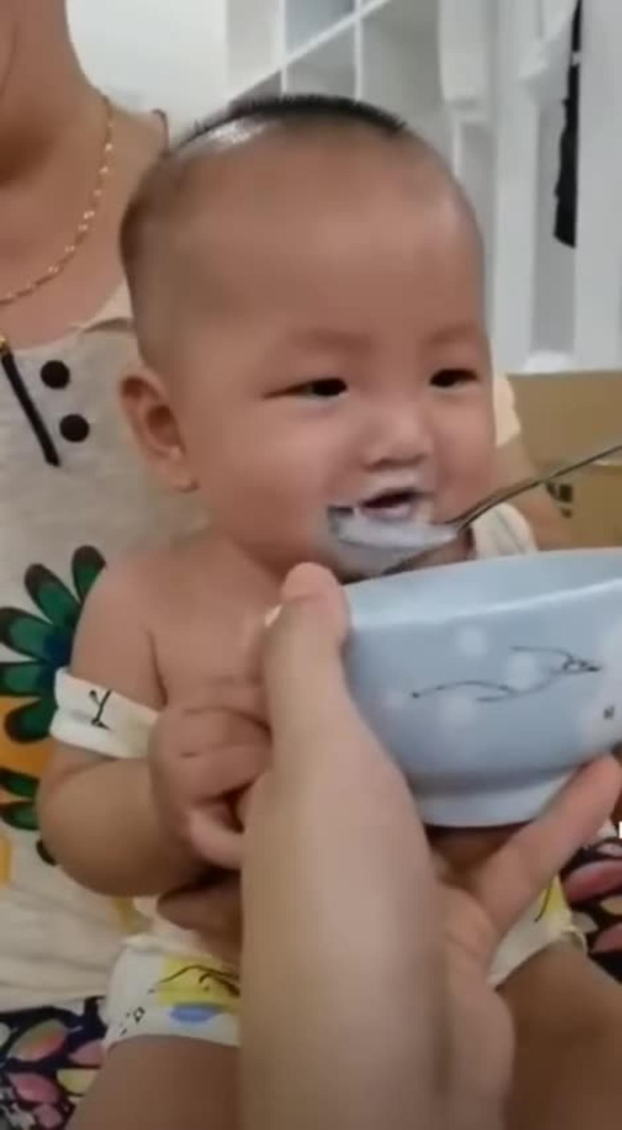 Cute baby laughing