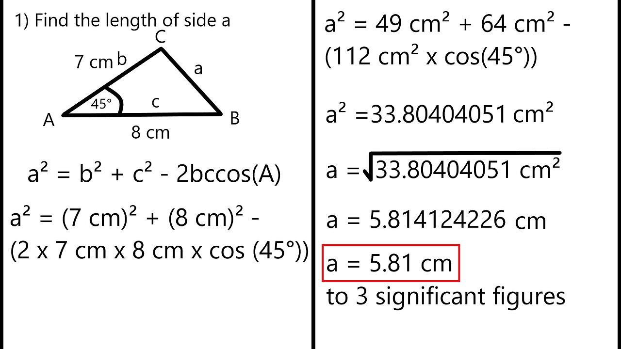 Cosine Rule Explained - And Side Example - One News Page VIDEO