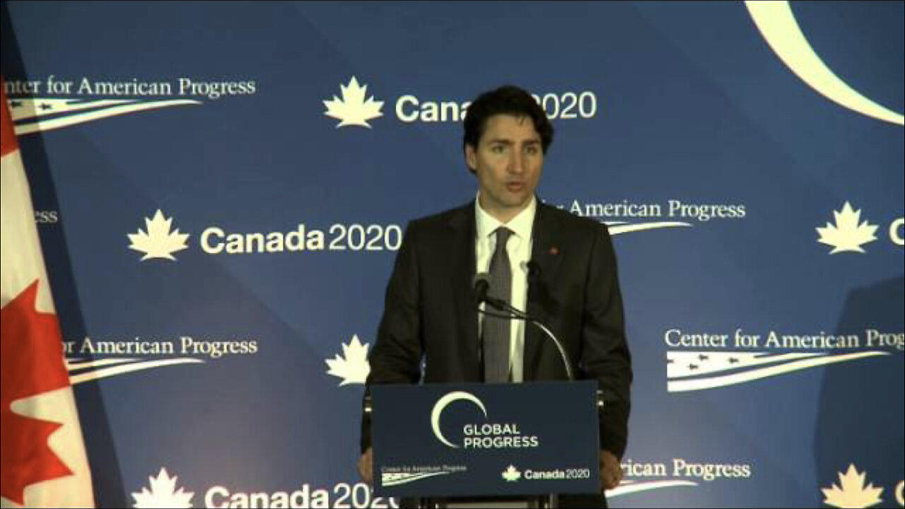 Prime Minister Trudeau delivers remarks during Global Progress Lunch at Mayflower Hotel