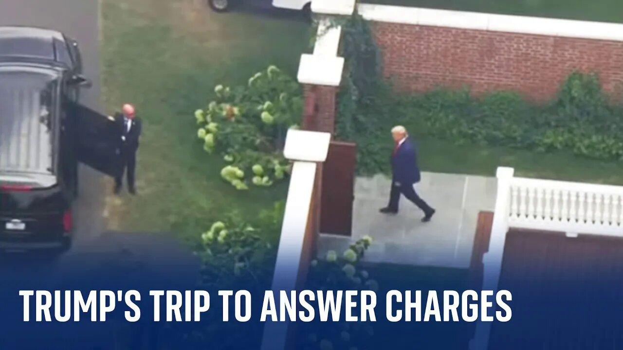 BREAKING: Donald Trump leaves home to head to Washington DC to answer charges