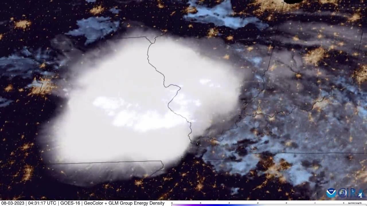 Satellite images show severe thunderstorms over Missouri
