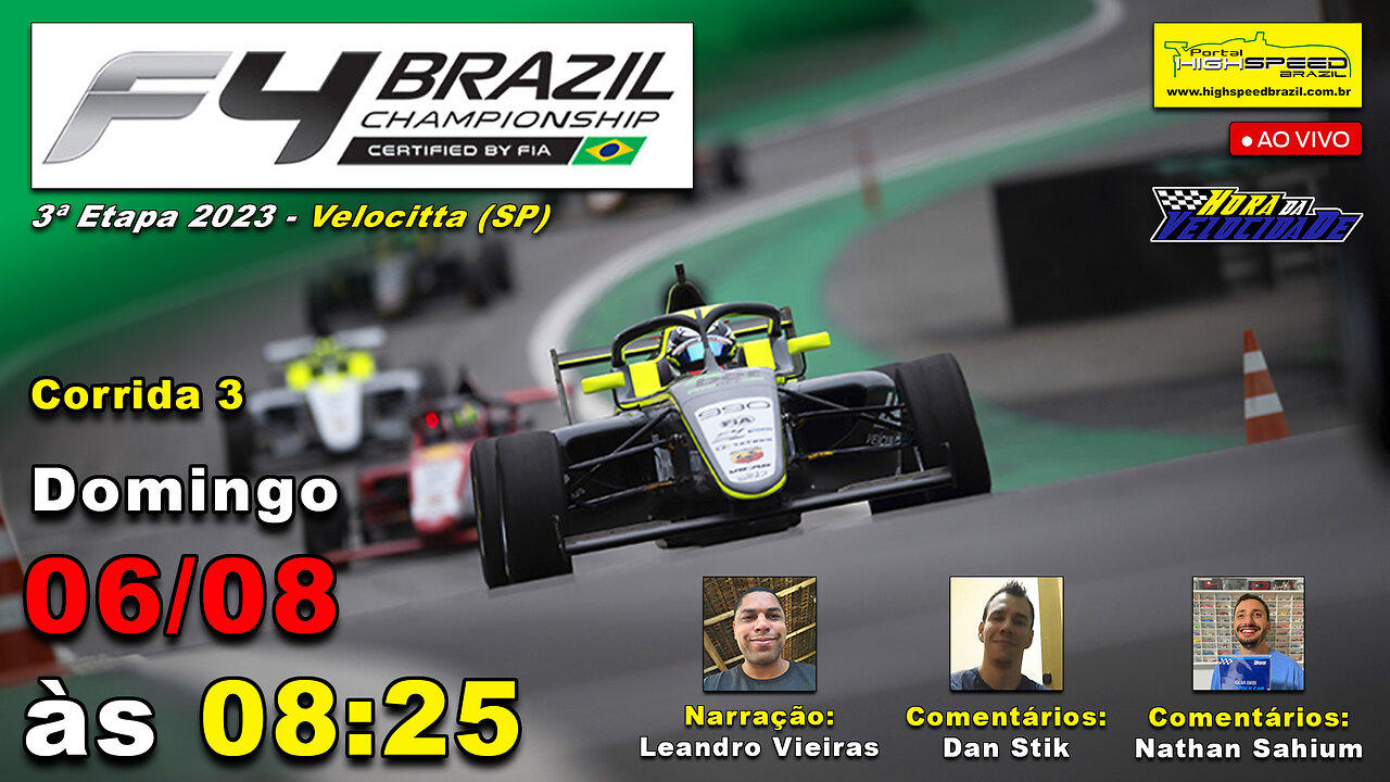 🔴 FÓRMULA 4 BRAZILIAN CHAMPIONSHIP | Corrida 3 | 3ª Etapa 2023 | Velocitta (SP) | Ao Vivo