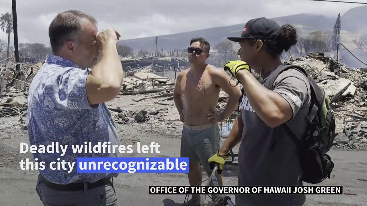 Hawaii Governor tours aftermath of deadly wildfires in Lahaina, Hawaii