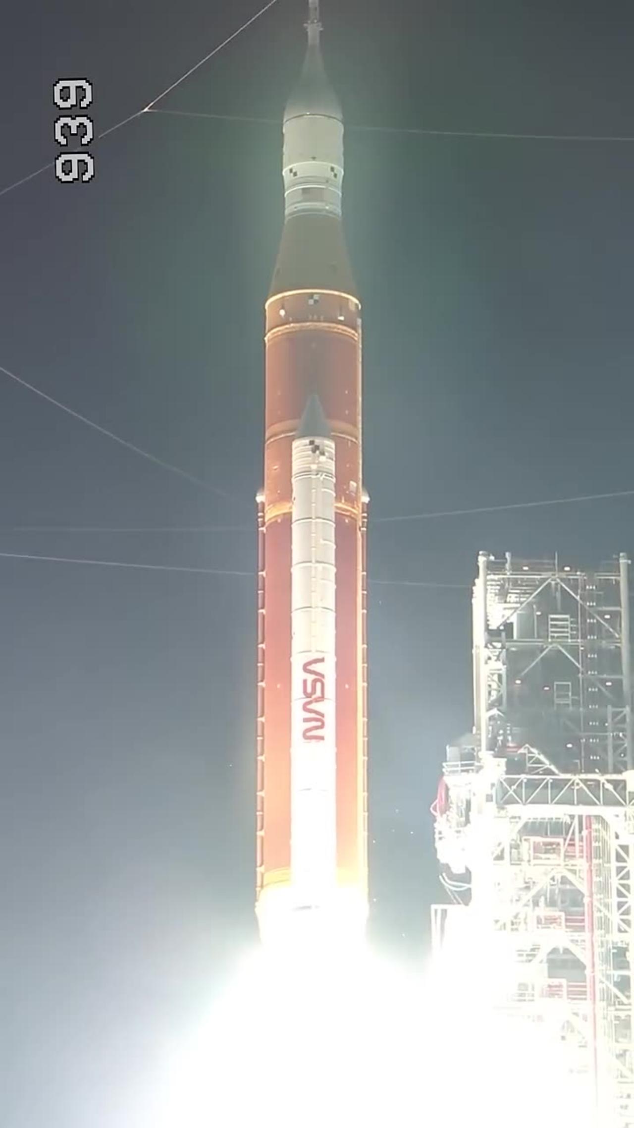 NASA's artemis rocket launch from launch pad 39B perimeter