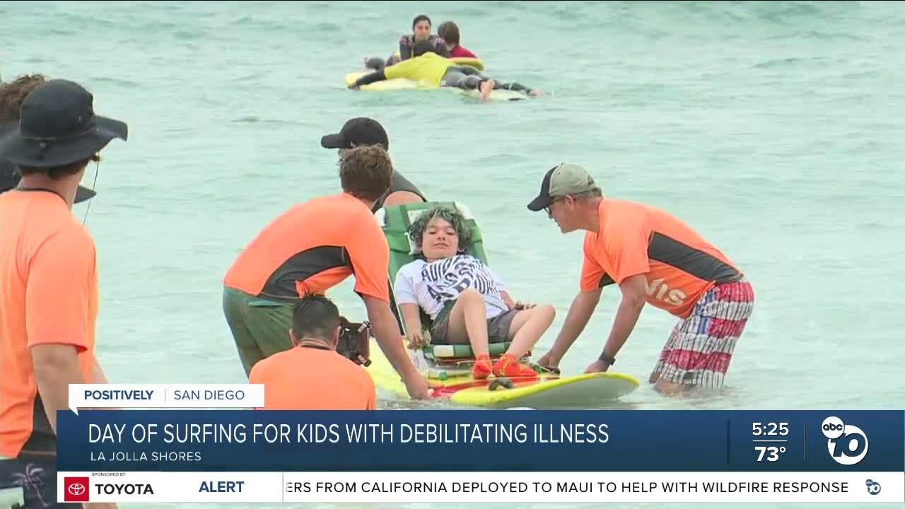 Day of surfing for kids with debilitating illness