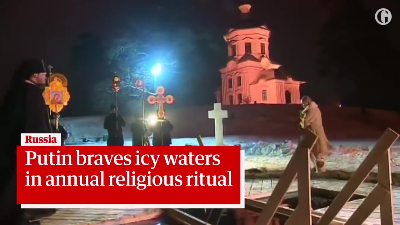 Russian president Vladimir putin braves subzero lake to mark orthodox