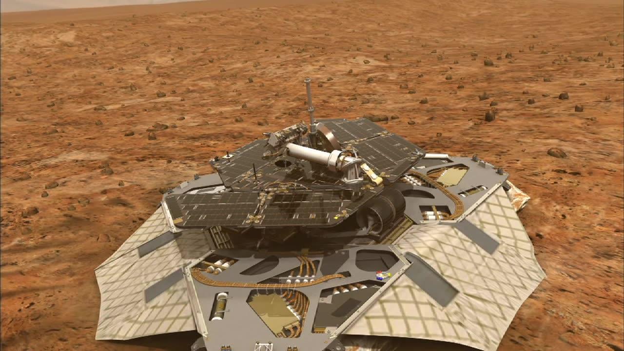 Space to Mars Rover animation landing on Mars