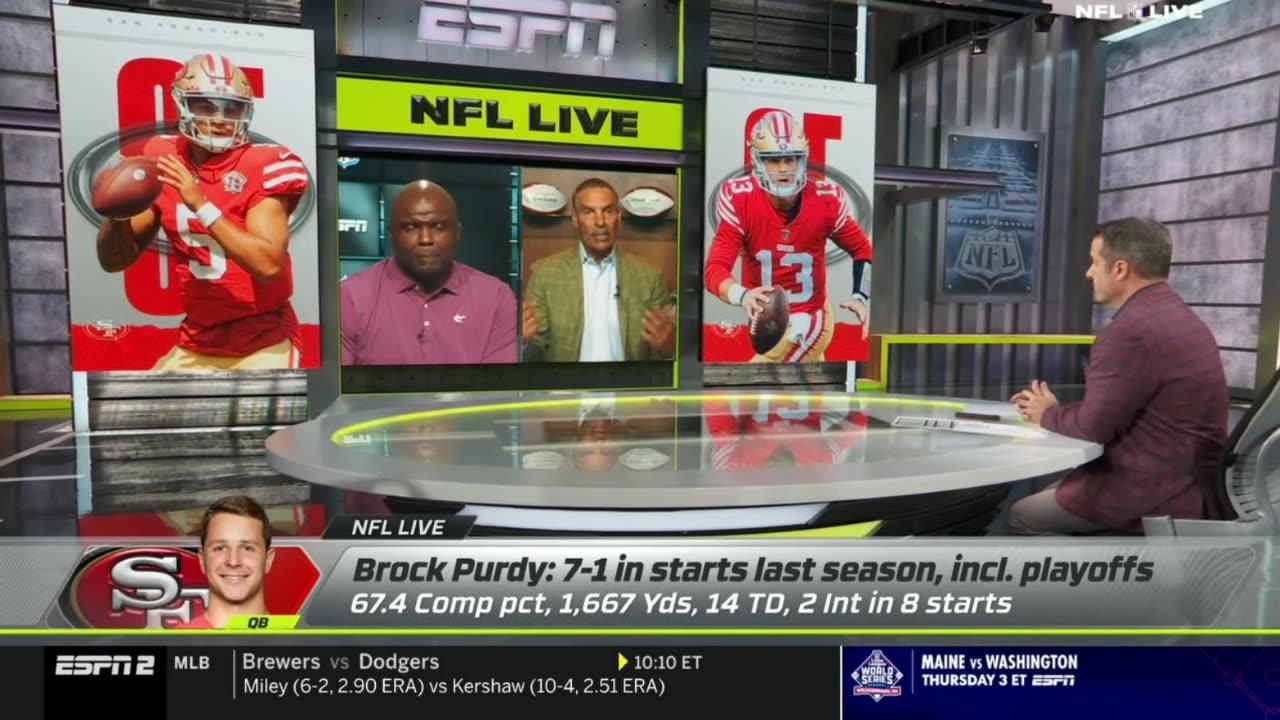 NFL LIVE｜＂Brock Purdy is real answer for 49ers Super Bowl - Swagu on Trey Lance benching-Football