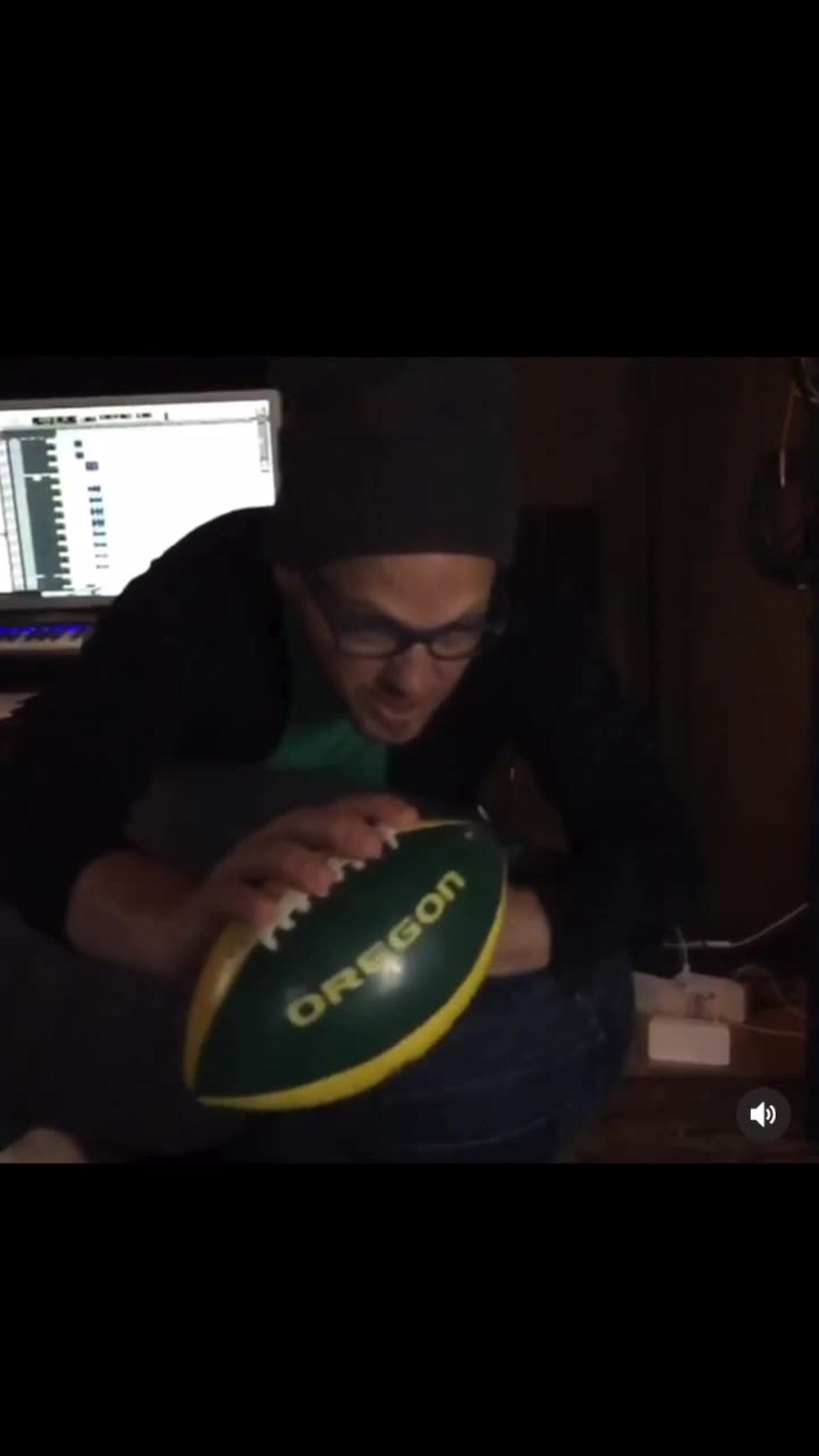 TobyMac playing some football in the Studio!