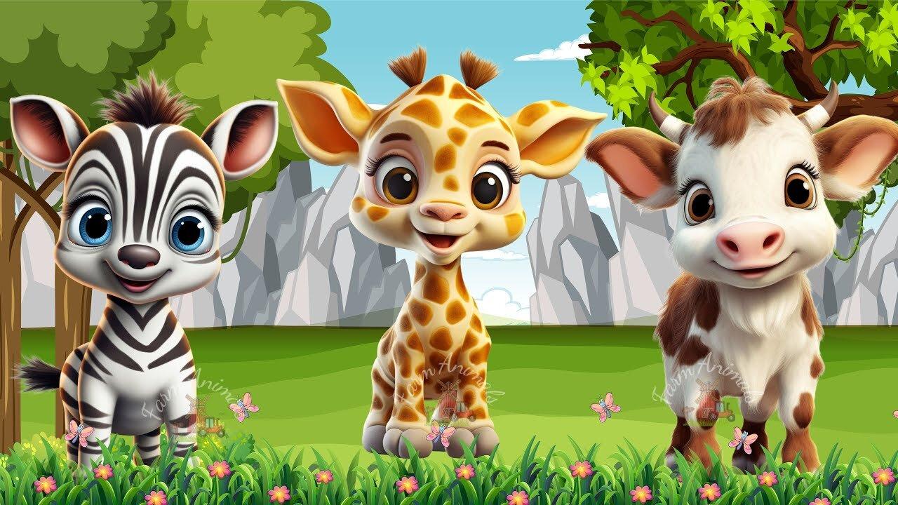 Cute Little Farm Animal Sounds - Otter, Horse, Pig, Dog, Cat, Giraffe, Zebra, Cow - Animal Videos