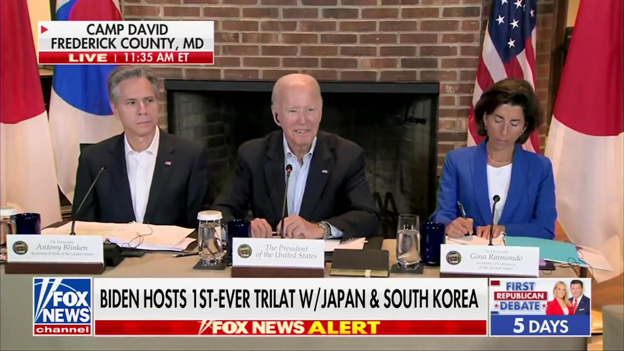 Biden at Camp David "asks the press to leave" and smirks.
