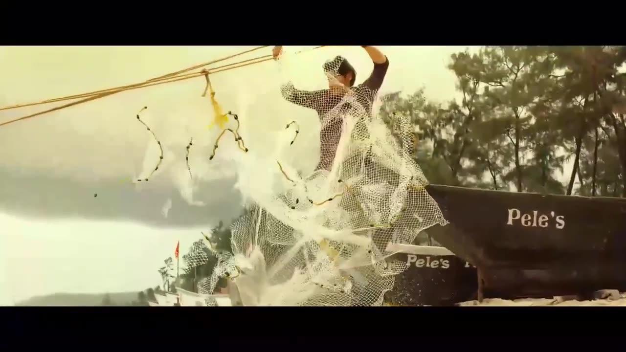 South Indian movie clip of superstar Mahesh babu emancipating himself from the nets of the fish