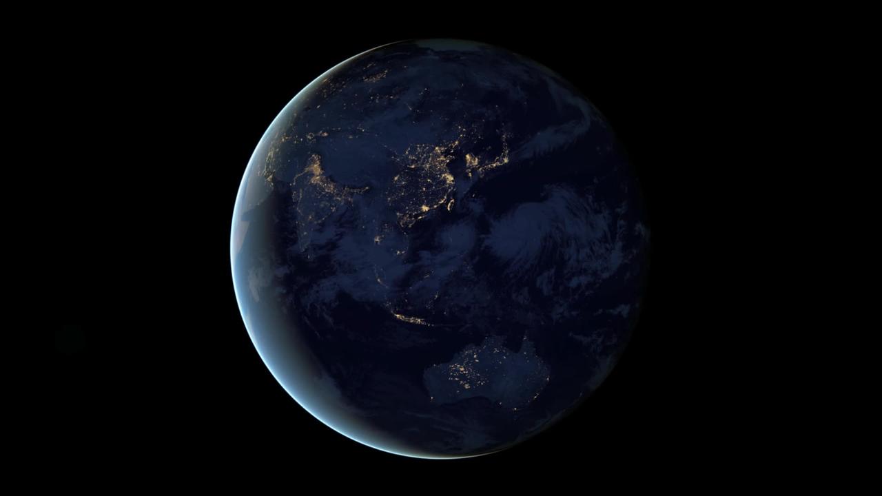 Earth Planet revolving at night-NASA