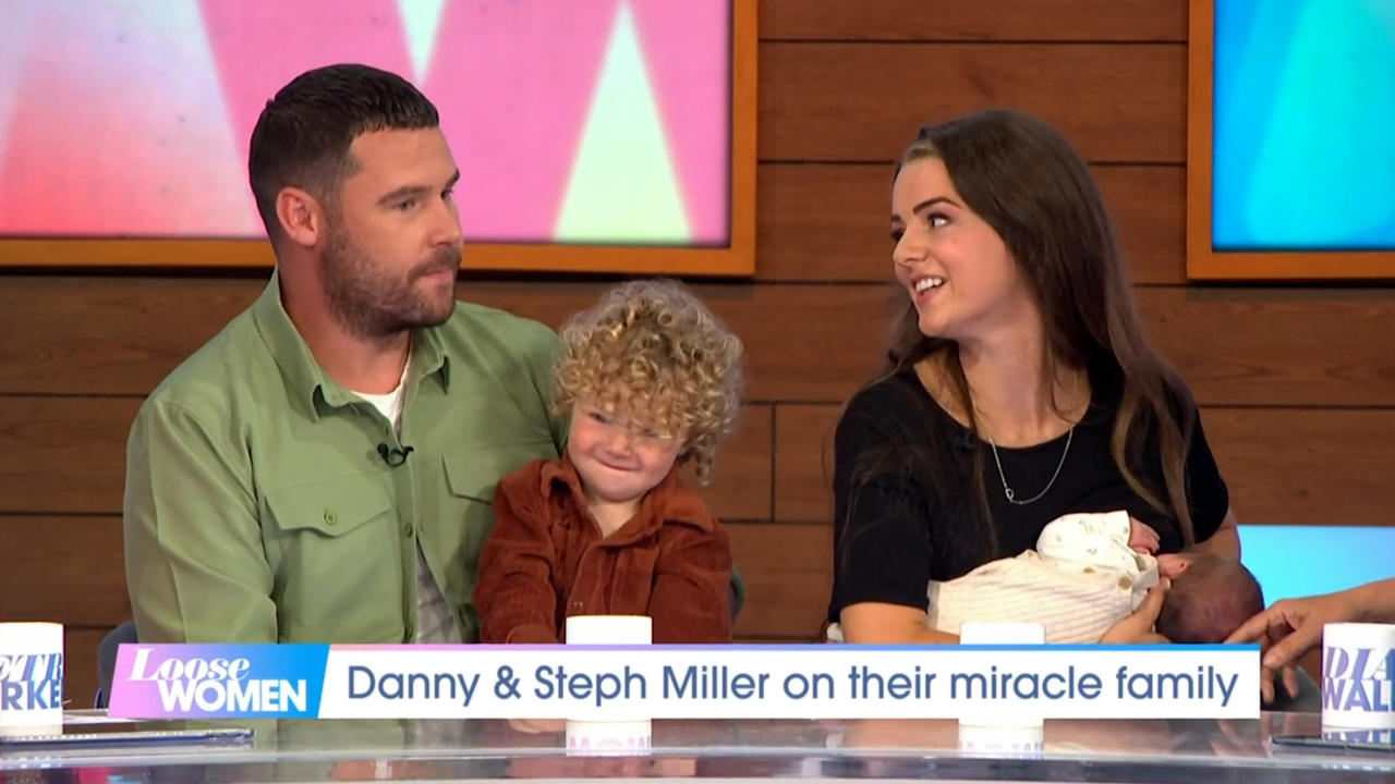 Danny Miller's wife Steph breastfeeds baby live on Loose Women